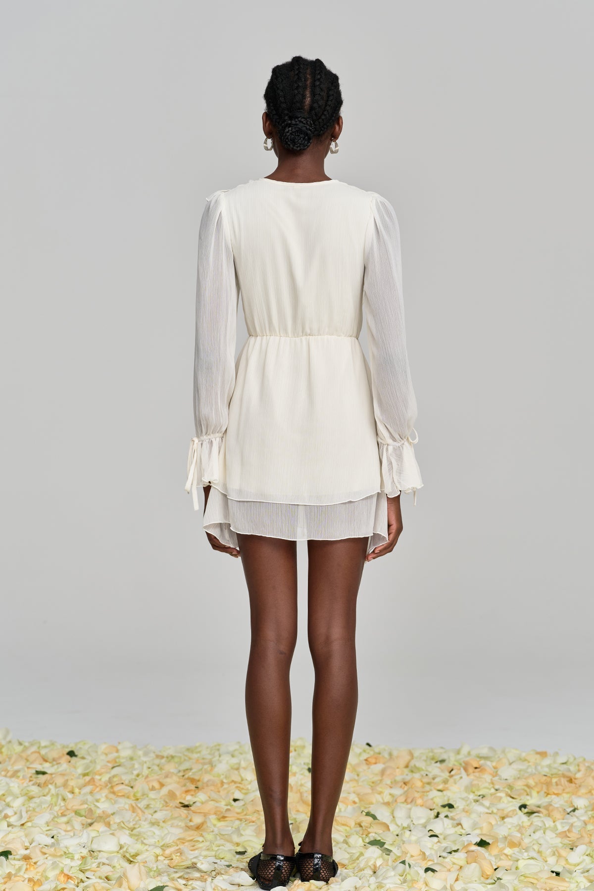 Amitabh Ruffle Lace Up File Mini Elbise