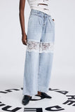 Apocatequil Lace Deconstruct Dantel Jeans