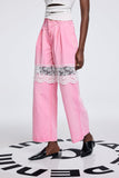 Apocatequil Lace Deconstruct Dantel Jeans Pembe