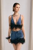 Arabella Tüy İşlemeli Denim Üst