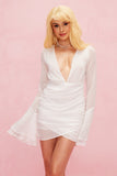 Ariela Plunge Cross Ruch File Mini Elbise