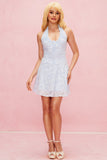 Arin Lace Yaka Çiçekli Volanlı Mini Elbise