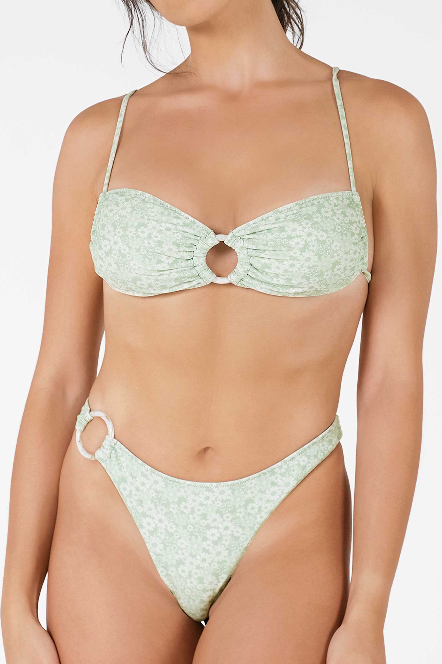 Sueña™ Lana Bağlamalı Bikini Üstü / Yeşil Çiçek