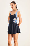 Baptist Ruffle Lace Up Mini Elbise Siyah