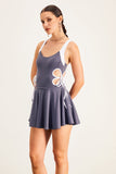 Baptist Ruffle Lace Up Mini Elbise Gri