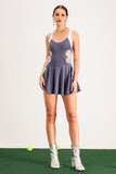 Baptist Ruffle Lace Up Mini Elbise Gri