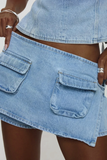Bartholomeus Cep Deconstruct Denim Mini Etek Açık Mavi