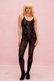 Beatrice Lace Spagetti Dar Bodysuit Siyah