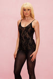 Beatrice Lace Spagetti Dar Bodysuit Siyah