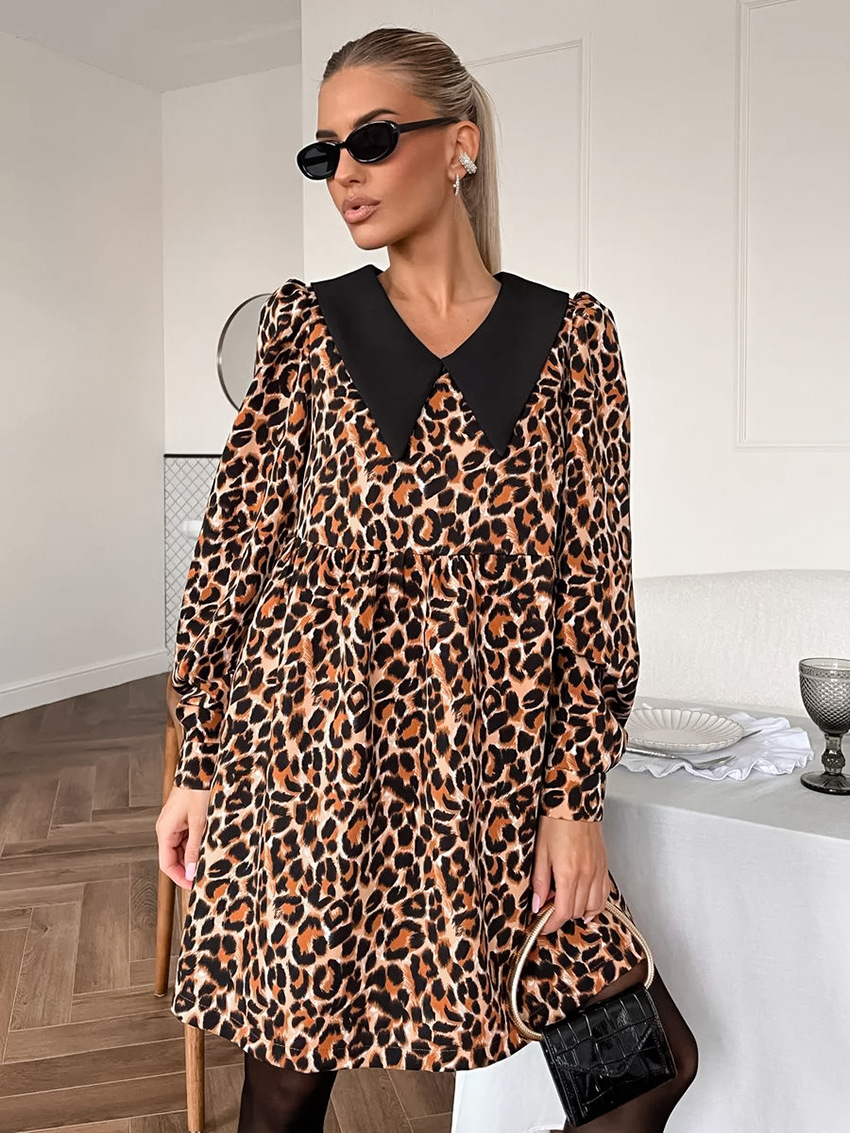 Leopar Desenli Elbise
