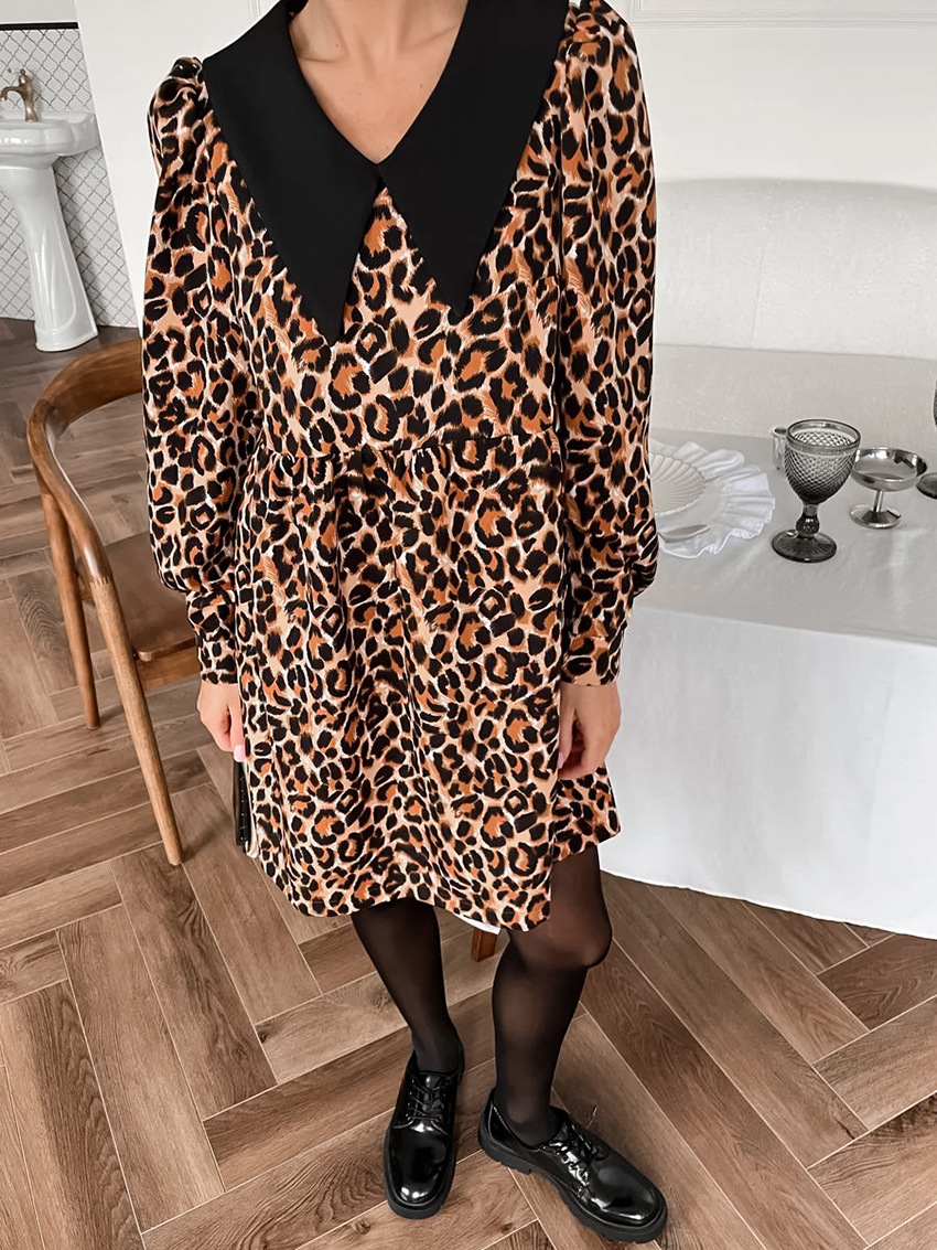 Leopar Desenli Elbise