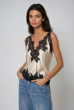 Bess Lace Saten Üst Kayısı Rengi