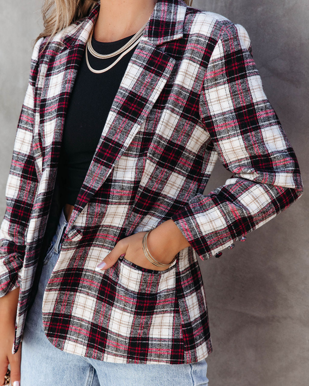 Big Apple Dreams Cepli Ekose Blazer