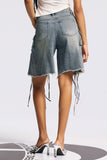 Bile Fringe Ruffle Midi Pantolon Derin Mavi