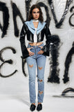 Calloway Denim Deri Kısa Ceket