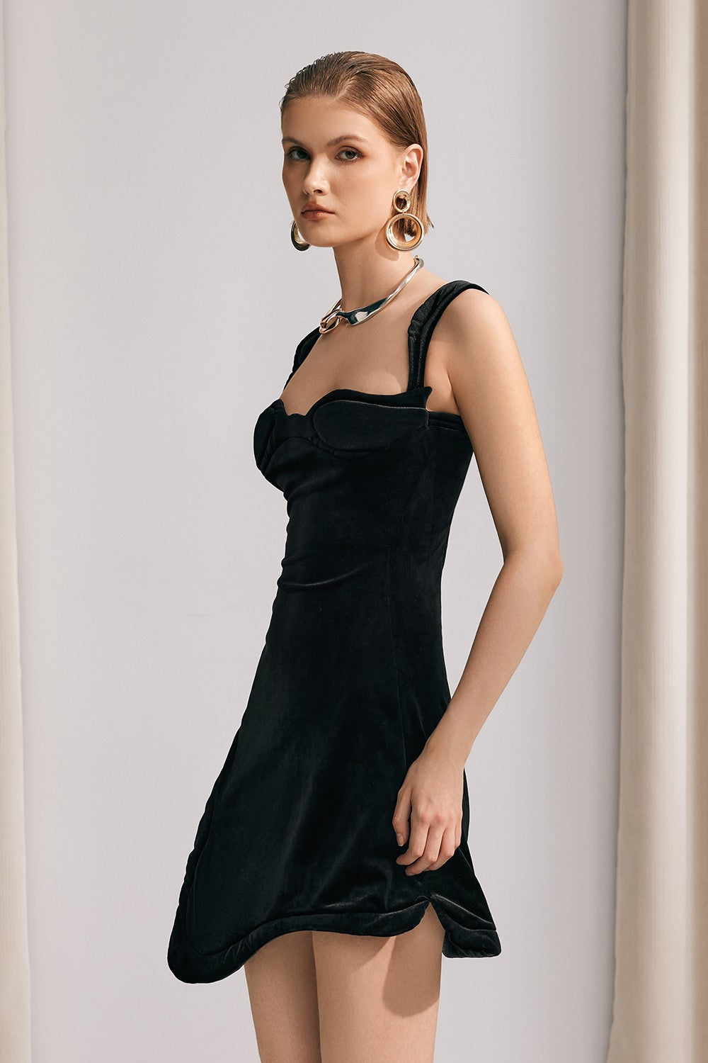 Camille Sweetheart Asimetrik Mini Elbise