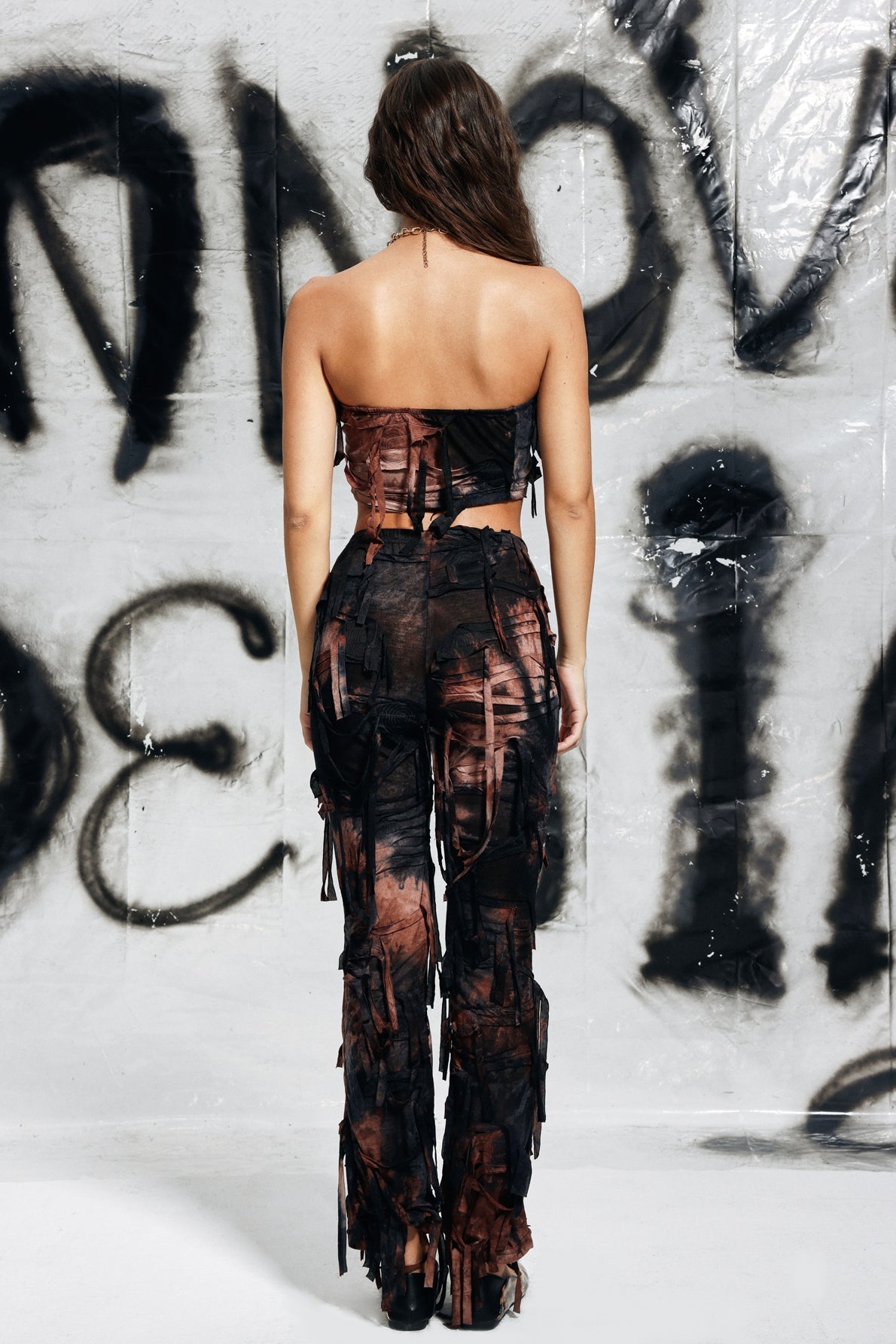 Carrington Batik Saçaklı Pantolon Kahve Takım
