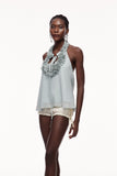 Cedric Ruffle Cutout Halter Yaka Üst