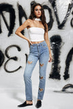 Cher Love Taşlı Kesim Kot Pantolon