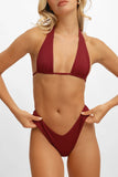 Sueña™ Billie Boyun Bağlamalı Bikini Üstü / Kiraz Şarabı Noktalı