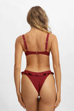 Sueña™ Makayla Fırfırlı Destekli Bikini Üstü / Kiraz Şarabı Noktalı