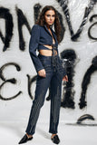 Cosette Bağcıklı Kesim Denim Ceket