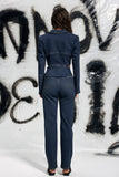 Cosette Bağcıklı Kesim Denim Ceket