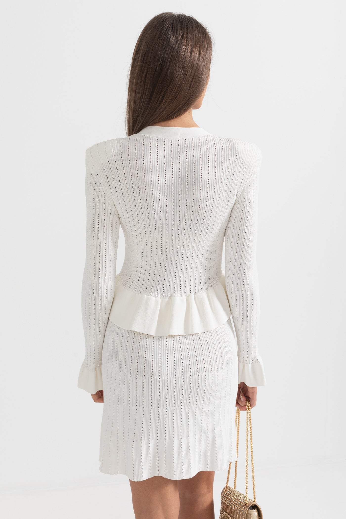Peplum Belli Uzun Kollu Örme Elbise