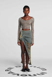 Delta Uzun Kollu Leopar Yırtık Crop Top
