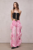 Dior Çiçekli Pembe Kot Pantolon