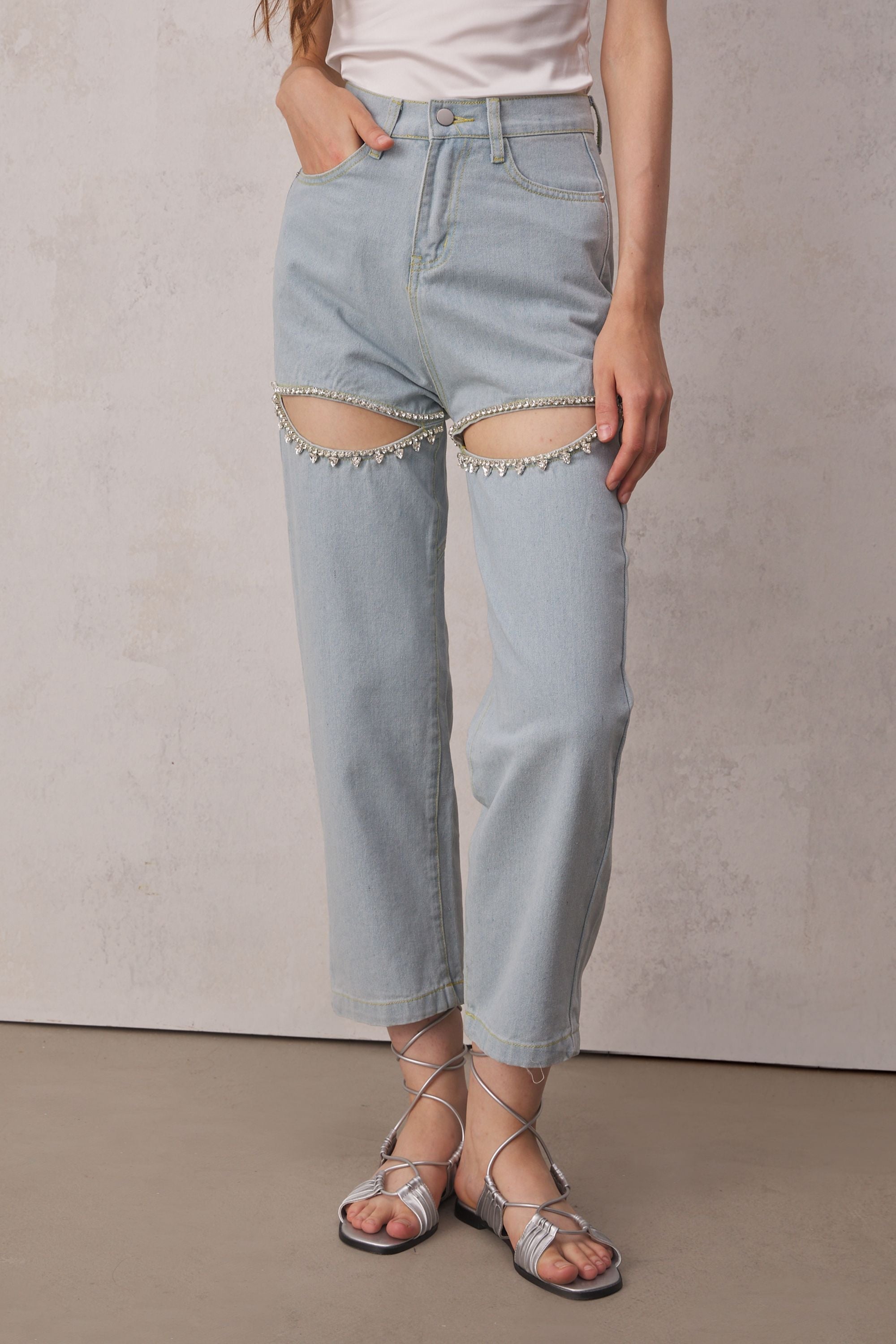 Eden Taşlı Taşlı Kesim Denim Jeans