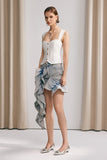Eleanor Fırfırlı Denim Mini Etek