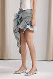 Eleanor Fırfırlı Denim Mini Etek