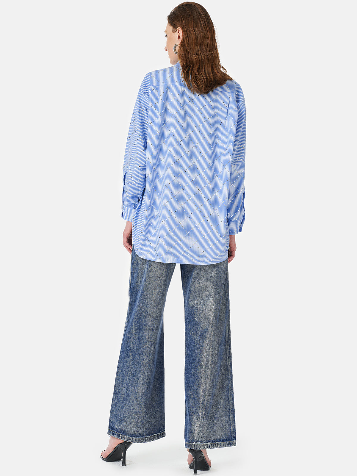 Fırçalanmış Gümüş Degrade Denim Kot
