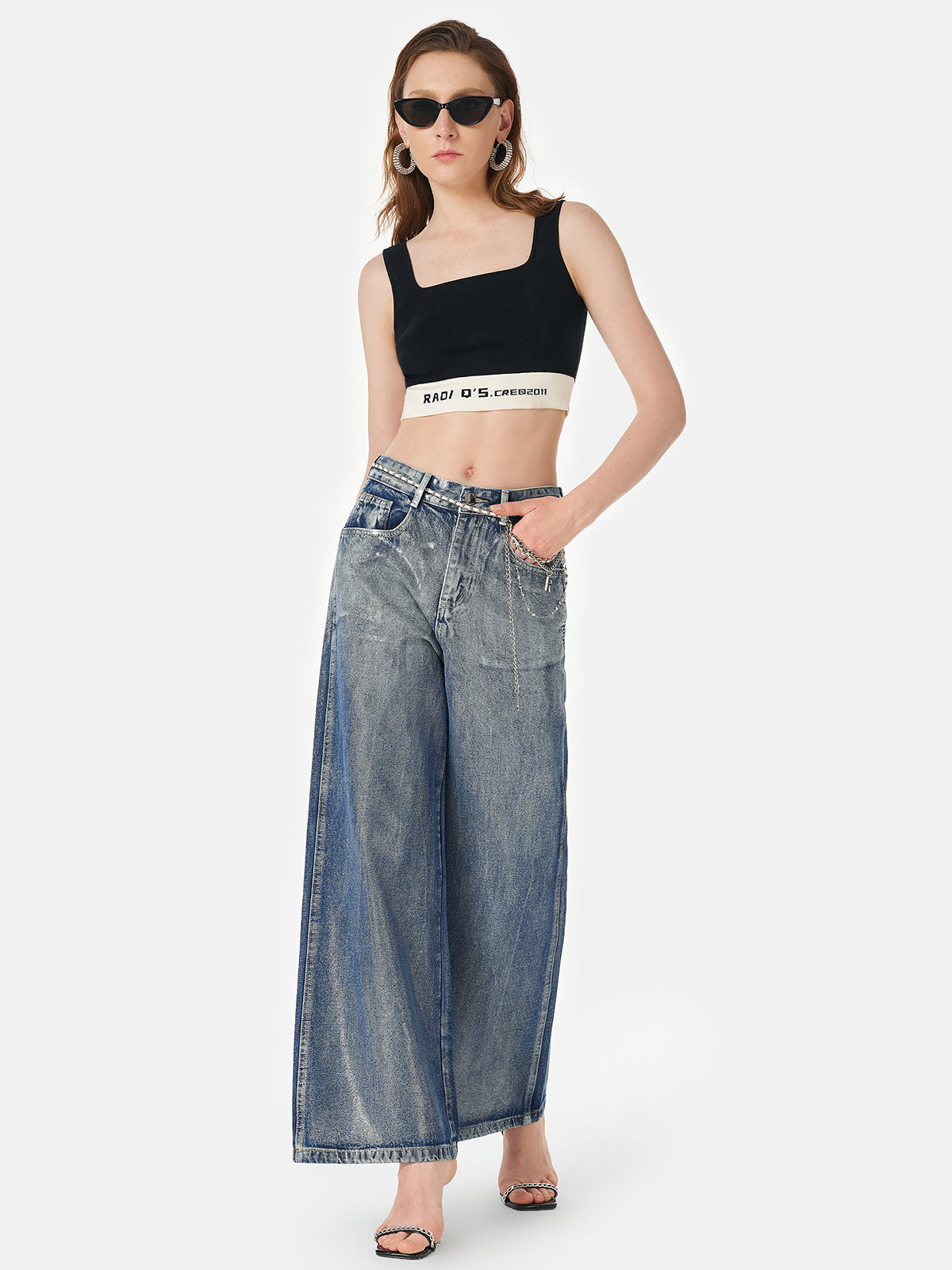 Fırçalanmış Gümüş Degrade Denim Kot