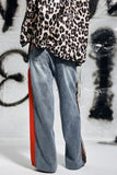 Erica Leopard Deconstruct Şerit Kot
