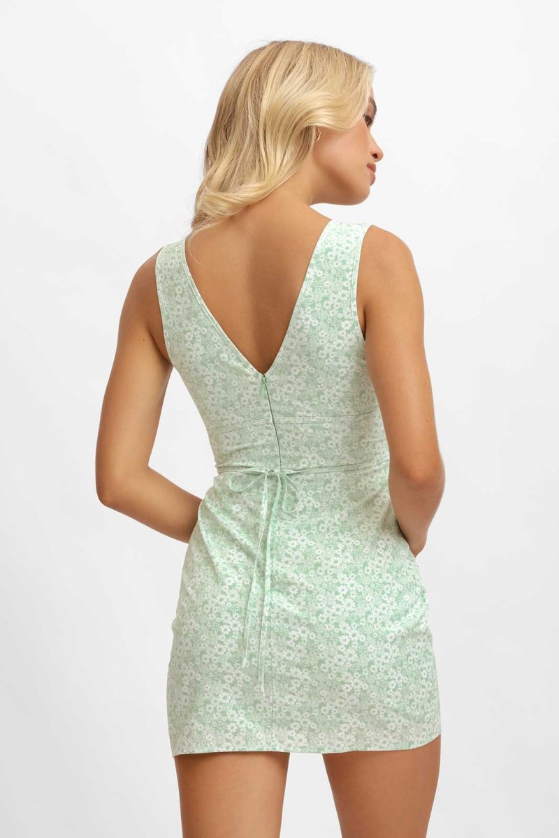 Sueña™ Gia Mini Elbise / Yeşil Çiçek (Son İndirim)