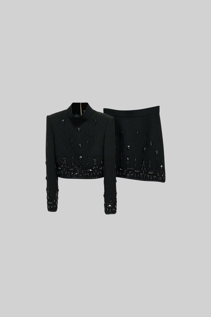 Elmas Süslemeli Mini Etekli Set