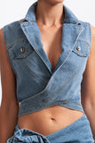 Asimetrik Denim Yelek