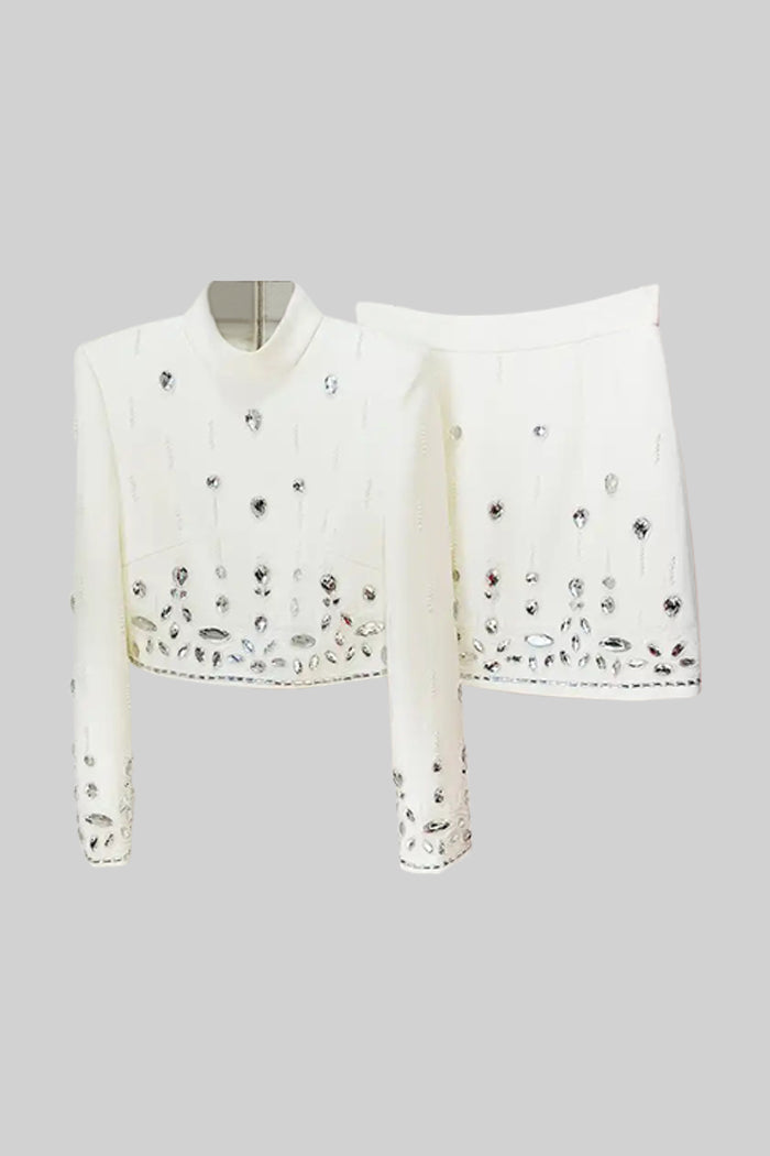 Elmas Süslemeli Mini Etekli Co-Ord