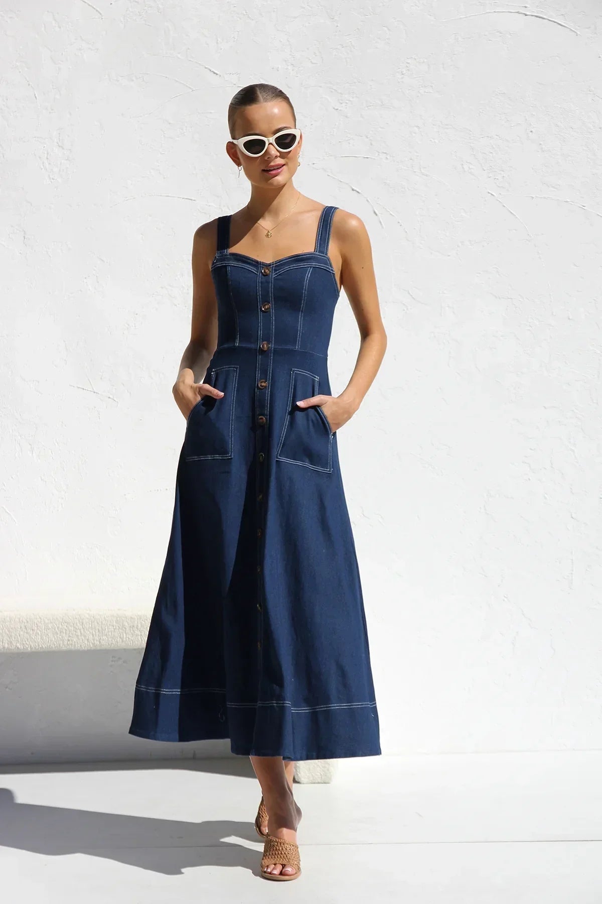 Heavenly Denim Maxi Elbise