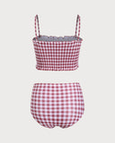 Sueña™ Kırmızı Ekose Bandeau Bikini Seti
