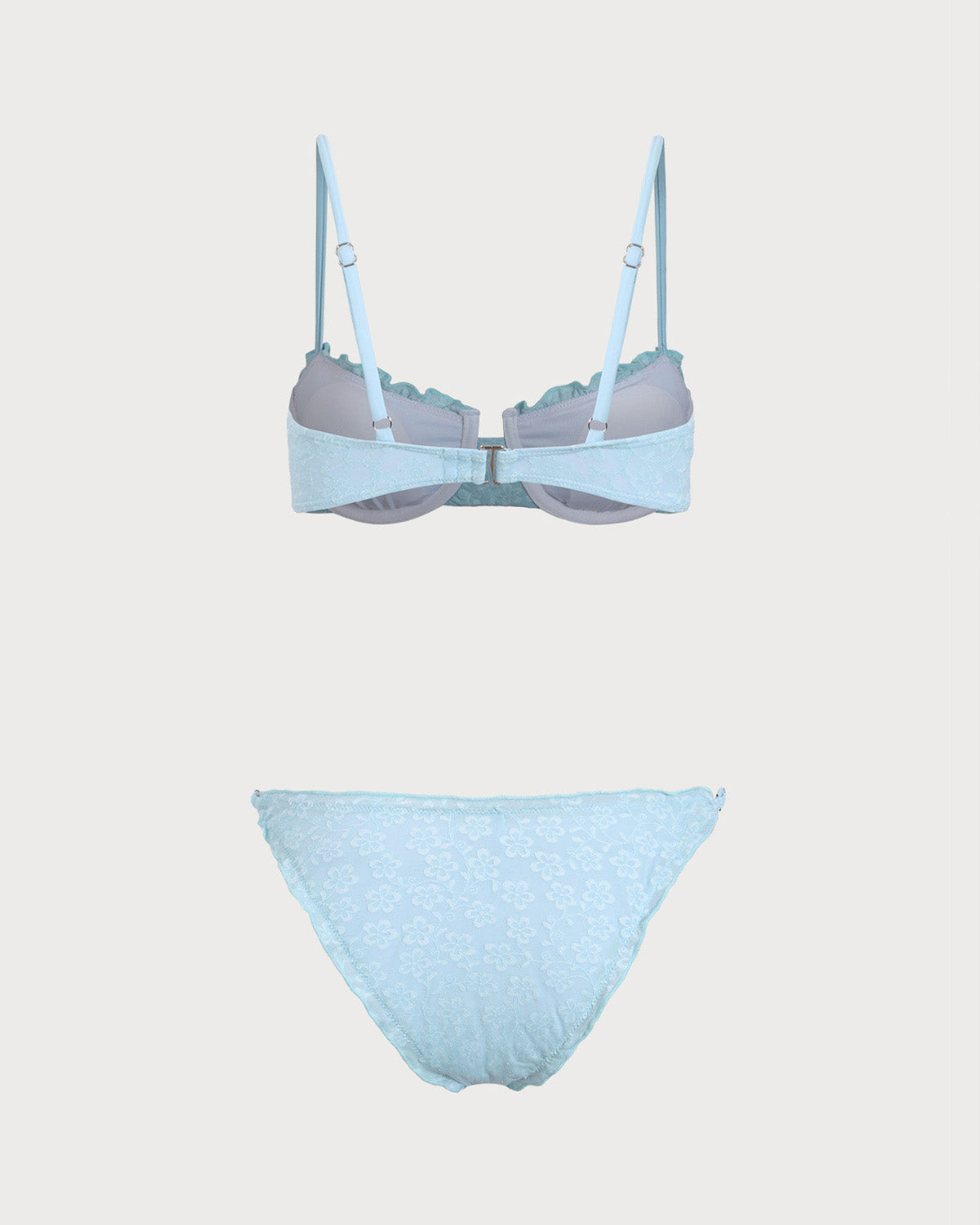 Sueña™ Mavi Fırfırlı Çiçek Balenli Bikini Takımı