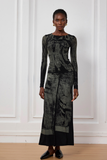 İndigo İllüzyon Desenli Bodycon Maxi Etek