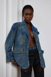 Joelle Çiçek Zincir Yaka Denim Ceket