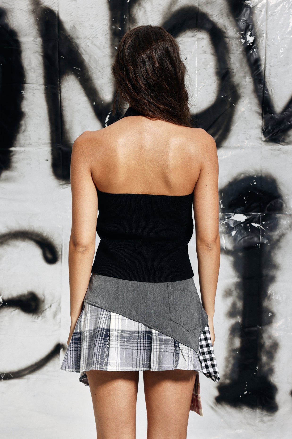 Kenna Izgara Patchwork Fırfır Etek