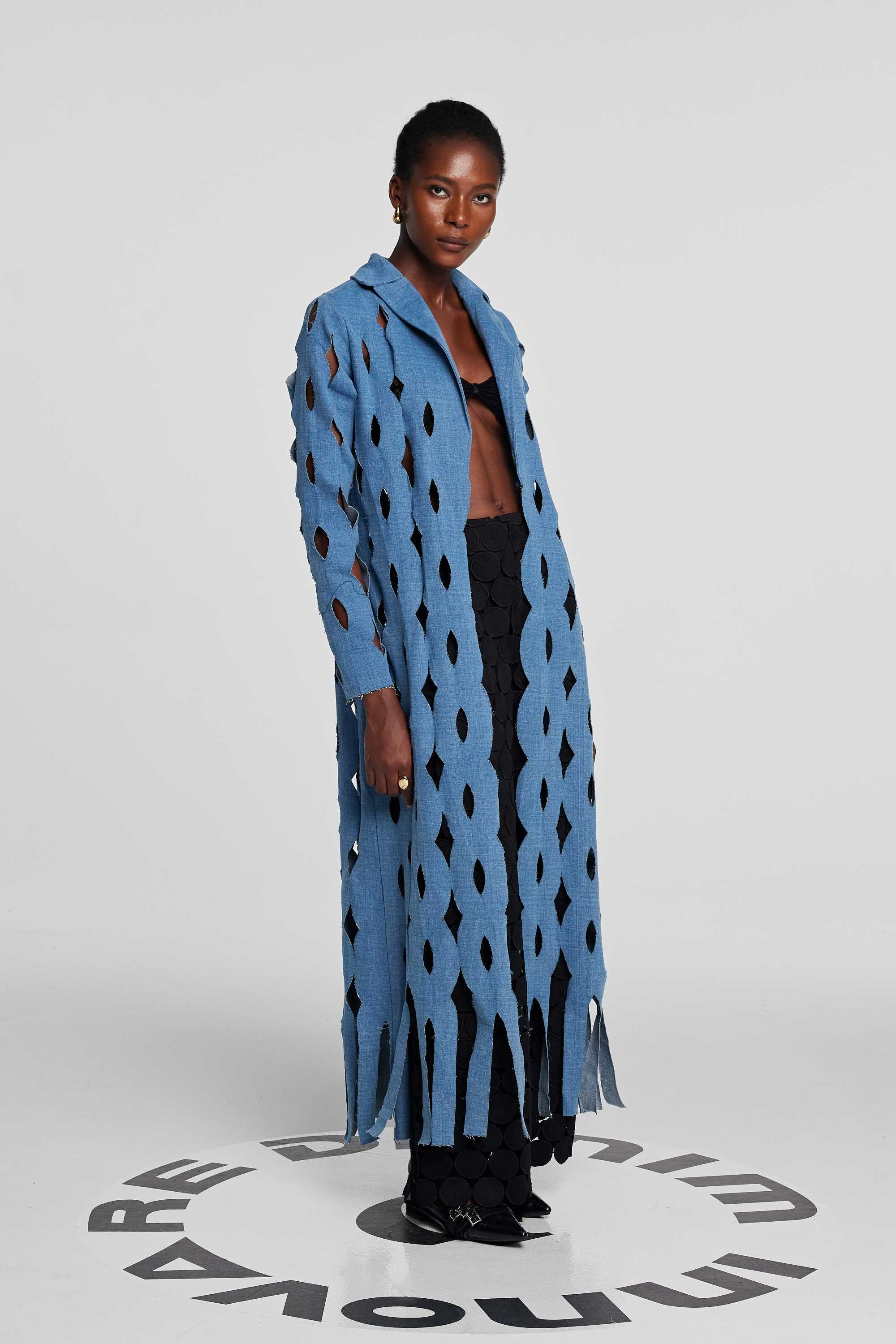 Lilly Geometrik Hollow Denim Ceket