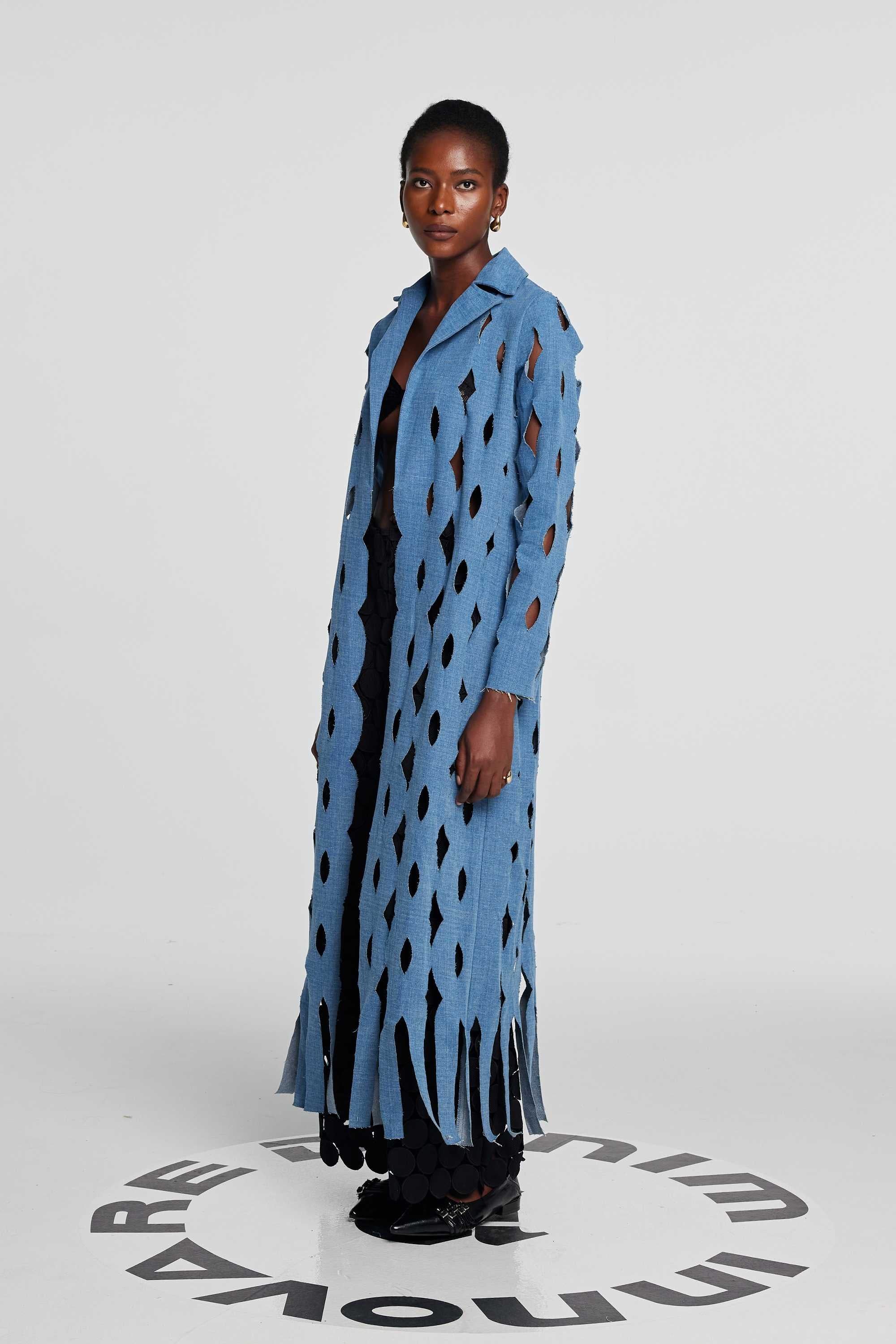 Lilly Geometrik Hollow Denim Ceket