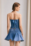 Livia Diamonds Taşlı Straplez Denim Üst