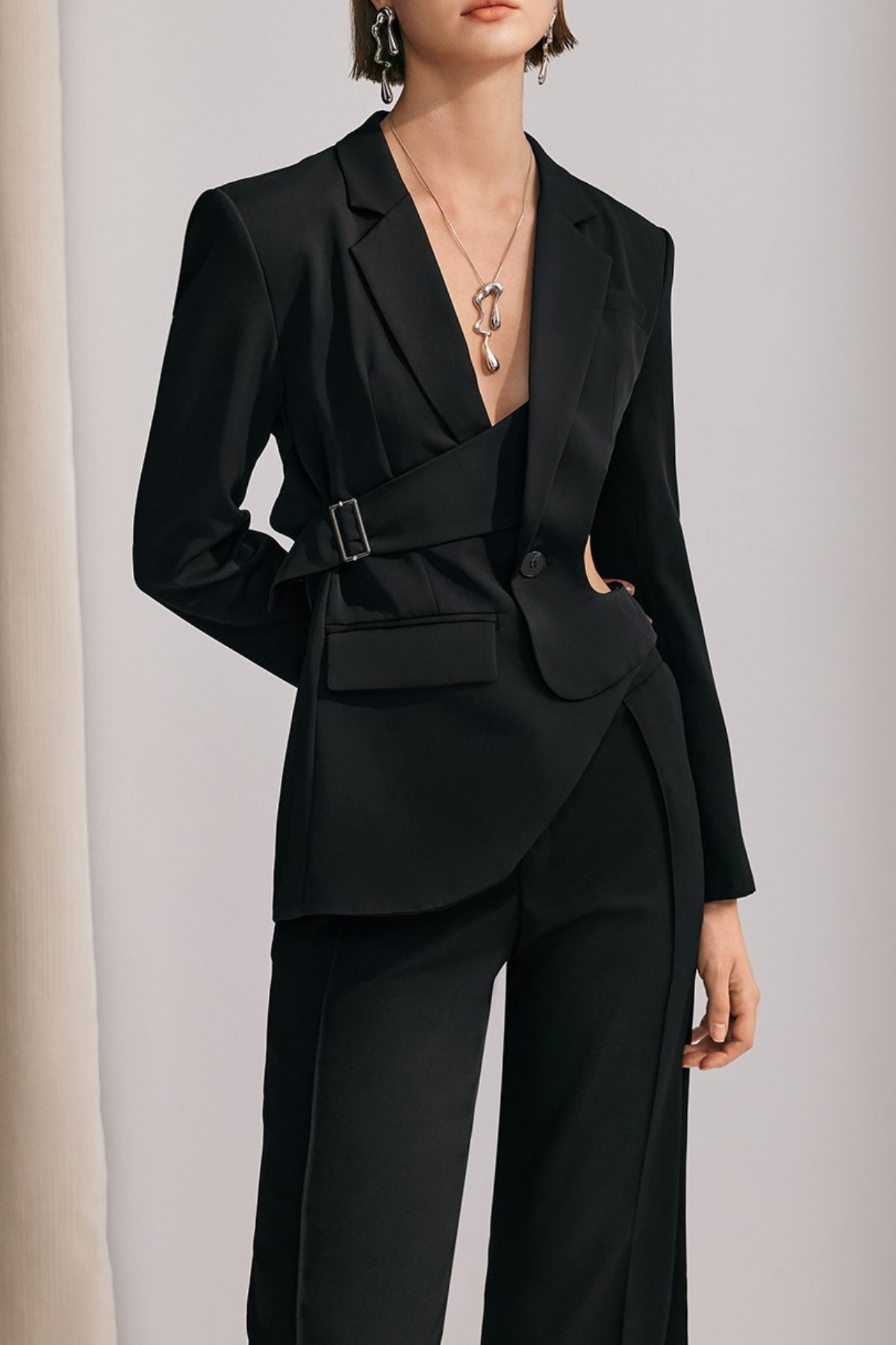 Morgan Siyah Asimetrik Kesim Blazer